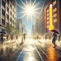 폭염 특보가 지속되고 있는 8일 광주 북구 신용근린공원에 설치된 바닥분수에서 어린이들이 더위를 식히고 있다.